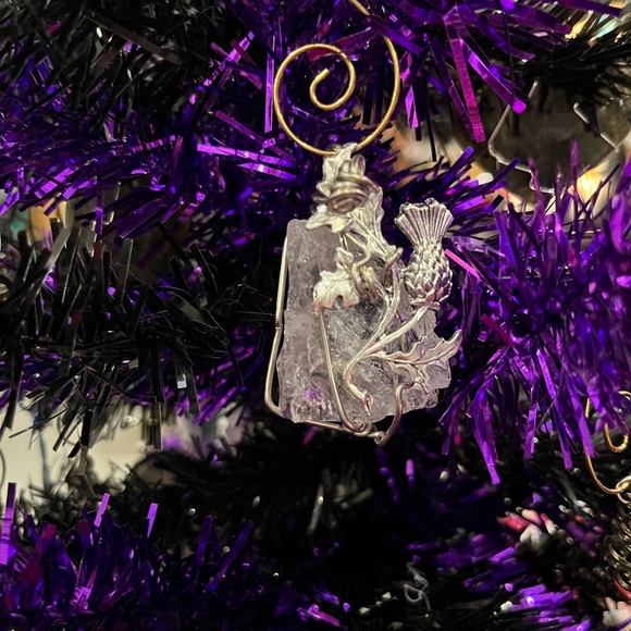Scottish thistle xmas decoration set, purple Scottish thistle crystal yule gift - Picture 12 of 13